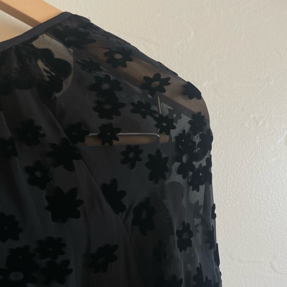 TRINA TURK Black Velvet Sheer Floral Boho Dress - Picture 6 of 10